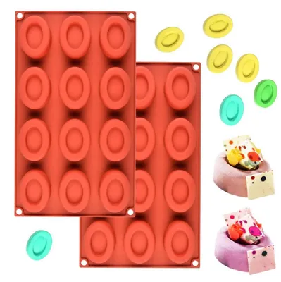 Immagine prodotto di 2 stampi in silicone per cioccolato e dolciumi - Donut ovali, antiaderenti, flessibili
