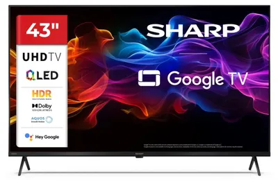 Obrázok produktu pre Sharp 43HP5265E, 43" QLED Google TV, 4K Ultra HD 3840x2160 bez rámu, 1 000 000:1, AQUOS, DVB-T/T2/C/S/S2, Active Motion 1000, HDR10, Dolby Atmos, Dolby Vision, Google Assistant, Google Cast, HDMI 2.1 s eARC, 3,5 mm jack pre slúchadlá, lineárny výstup, USB, Wi