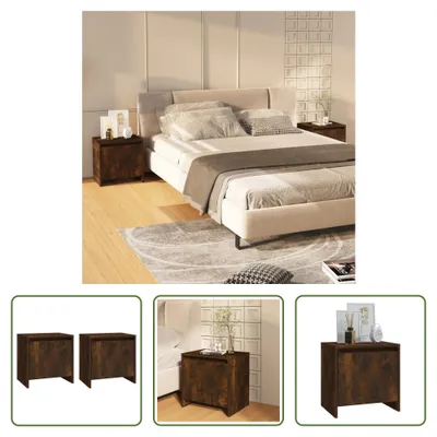 Produktbild von The Living Store Nachttische 2 Stk. Räuchereiche 45x34x44,5 cm Holzwerkstoff