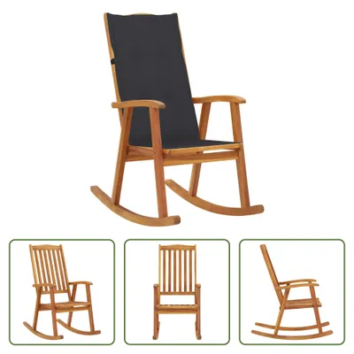 Image de The Living Store Chaise à bascule avec coussins en bois massif d'acacia