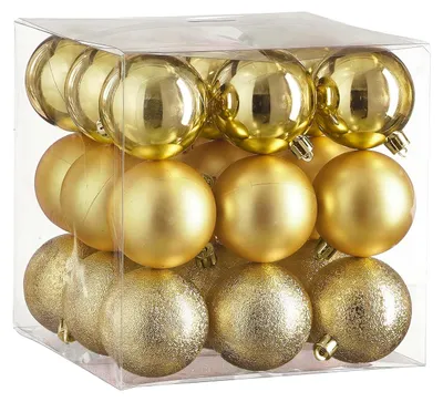 Obrázek produktu pro Sada 27 ks ozdob: Ozdoby kulaté zlaté mix 6 cm