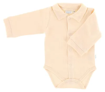 Produktbild von DAY Babybody Longsleeve mit Kragen - Apricot - Größe 62/68 | Babybodys und strampler