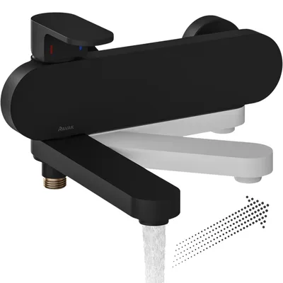 Einhand-Badarmatur mit Handbrause, schwarz matt, Wandmontage