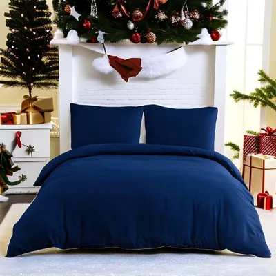 Produktbild von Bettwäsche Microfaser 220x240 cm mit 2 Kopfkissenbezügen 80x80 cm dunkelblau