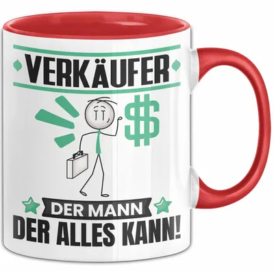 Produktbild von Verkäufer Tasse Geschenk für Verkäufer Der Mann Der Alles Kann Geschenkidee zum Geburtstag (Rot)
