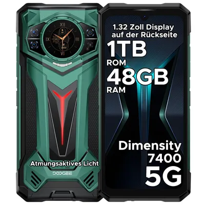 Produktbild von DOOGEE S200 Ultra Rugged Smartphone Handy, 5G, IP68/IP69K, 6,72" 120Hz, 1,32" AMOLED, 11000mAh, 66W, 48GB+1TB, 100MP, NFC, Fingerabdruck, ohne Vertrag