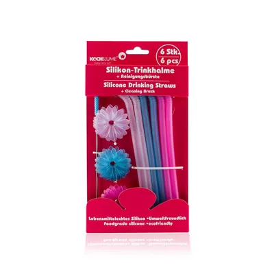 Image de Pailles en silicone + brosse de nettoyage - mélangé