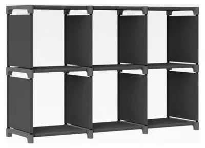 Produktbild von Ausstellungsregal mit 6 Würfeln, grau, 103 x 30 x 72,5 cm, Stoff