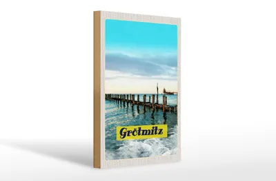 Produktbild von Holzschild Reise 20x30cm Grötmitz Meer Strand Urlaub Wellen