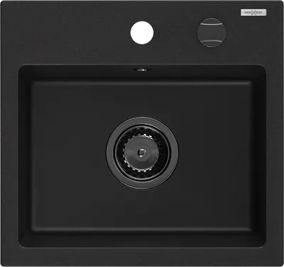 Produktbild von Mexen Milo 1-Becken-Granit-Spüle 435 x 410 mm, Schwarz, Siphon Schwarz - 6505441000-77-B