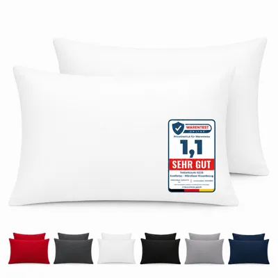 Produktbild von Komfortec Premium Kissenbezug 40x60 cm – 2er Set – Kissenhülle mit Reißverschluss – 100 % gebürstete Mikrofaser– Superweich – Weiß Kopfkissenbezug, KI-generiertes Bild