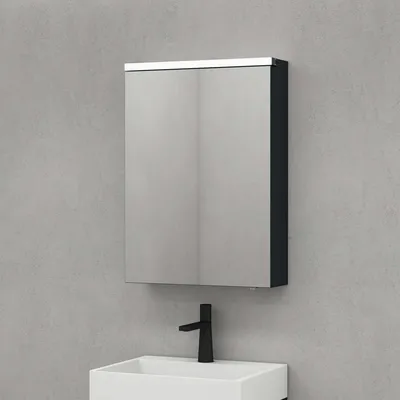 Produktbild von doporro Spiegelschrank Wandspiegel mit LED-Beleuchtung BxTxH 50x15x70 cm Hängeschrank für Badezimmer Matt Anthrazit Spiegelschrank03