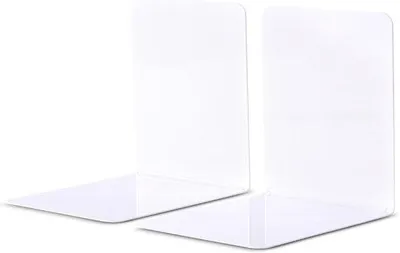 Zdjęcie produktu dla Metalowe stojaki na książki – białe – 2 sztuki – 14 x 12 x 14 cm