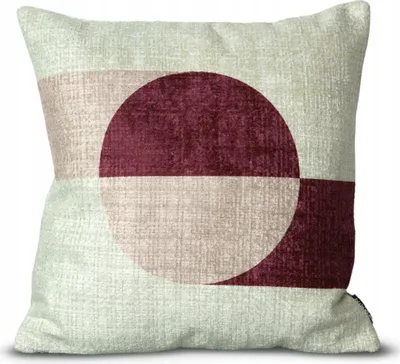 Zdjęcie produktu dla Geronimo | Poduszka dekoracyjna – beżowo-czerwona – 45 x 45 cm – wzór geometryczny – można prać w pralce – zdejmowana poszewka