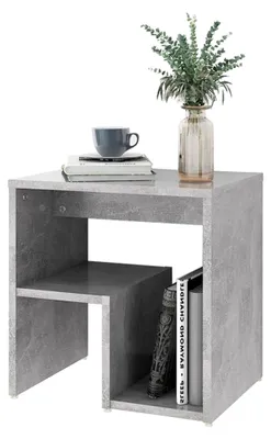 Produktbild von Nachttisch in Grau, Betonoptik, 40 x 30 x 40 cm, aus Spanplatte, mit Schrank und Regalen für Innenräume und Gartenmöbel