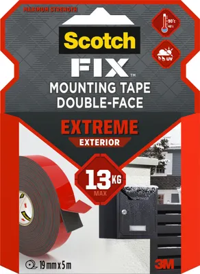 Produktbild von Scotch-Fix Extreme Doppelseitiges Montageband, 19 mm x 5 m, 13 kg, Witterungsbeständig, für Außenmontagen, Hochleistung