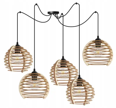 Produktbild von Hängelampe, Deckenleuchter, Holz, LED-Lampenschirm