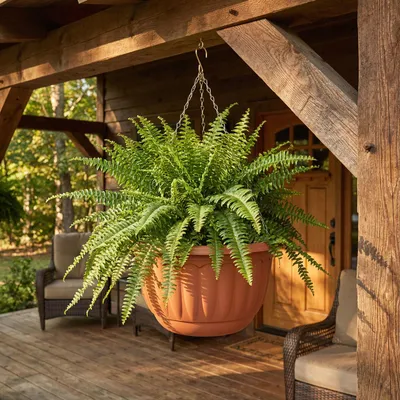 Immagine prodotto di Vaso da fiori sospeso Ø30 cm con catena – Terracotta sintetica – Vaso sospeso per balcone e giardino – Gancio incluso – Adatto per interni ed esterni [11993]