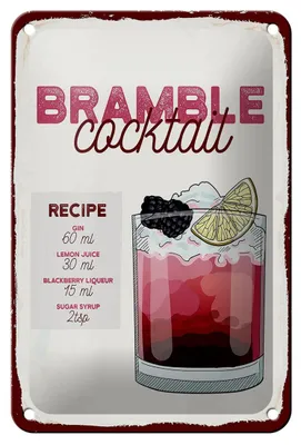 Produktbild von Blechschild Rezept Bramble Cocktail Recipe Gin 12x18cm Dekoration