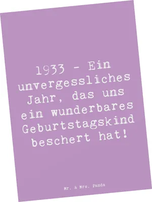 Produktbild von Mr. & Mrs. Panda Postkarte Spruch 1933 Geburtstag - Lavendeltraum - Geschenk, bildkarte, Geburtstagsgeschenk, Ansichtskarten, Grußkarte, Alter, Optimismus, Happy Birthday