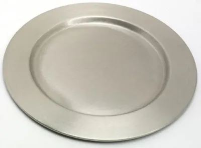 Produktbild von Kerzenteller, Dekoteller Messing vernickelt Silber, Innen Ø 14 cm, Außen Ø 21 cm für Kerzen