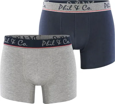 Image de Lot de 2 caleçons rétro « Jersey » (bleu marine/gris) S