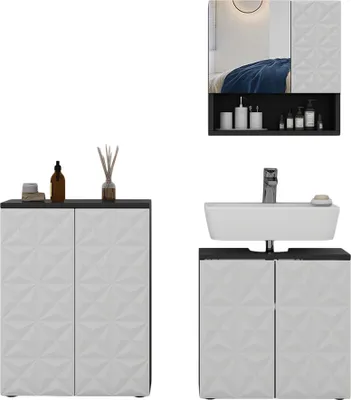 Produktbild von Badmöbel-Set Vicco Edge Schwarz 3 Teile, Model 40564