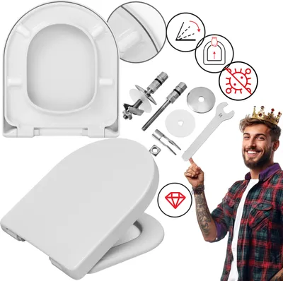 Produktbild von WC-Sitz Für GROHE SEREL mit Absenkautomatik  Toilettendeckel Antibakterieller Toilettensitz Klobrille Klositz Duroplast Softclose Quick-Release
