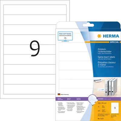 Produktbild von HERMA - Einsteckkarte 5122 schmal 30x190mm weiß 25 Blatt | 32 Stück
