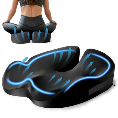 Produktbild von Orthopädisches Sitzkissen, ergonomisches Sitzkissen, Steißbeinkissen zur Entlastung, bequemes Sitzkissen, Steißbeinkissen aus Memory-Schaum für Sofa, Schreibtisch und Rollstuhl