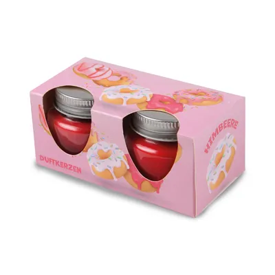 Image de Bougie parfumée Macaron, lot de 2, Donut Framboise