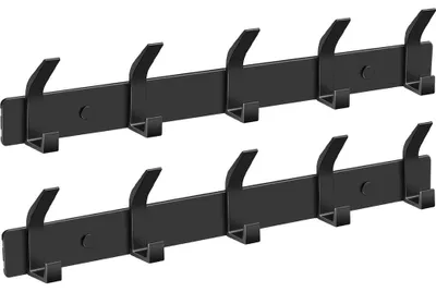 Image de Barre de crochets murale pour salle de bain, avec 5 crochets, noire