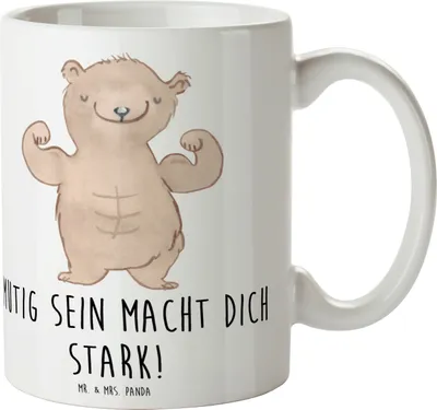 Produktbild von Mr. & Mrs. Panda Tasse Angst überwinden - Weiß - Geschenk, Kaffeetasse, Kaffeebecher, Trost, Zuversicht, bedruckt, Inspiration, Becher, Unterstützung, Ängste, Kaffeepott