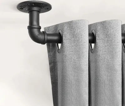 Produktbild von Welikera Gardinenstange, 121–213 cm, einziehbar, dicker Rohrdurchmesser, Kohlenstoffstahl, Schwarz, Industriestil, Duschvorhang- & Kleiderstange, feuchtigkeitsbeständige Beschichtung, Wand- & Deckenmontage