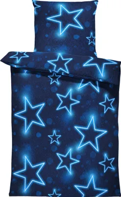 Produktbild von Winter Bettwäsche Thermo Fleece Kuschelig Warm Flausch Bettbezüge Bettwäsche-Set, Größe:2 teilig   135x200 cm, Farbe:Sterne blau