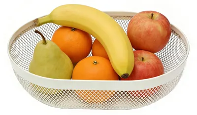 Metall-Fruitmand weiß 30,8 cm mit Gitterdesign
