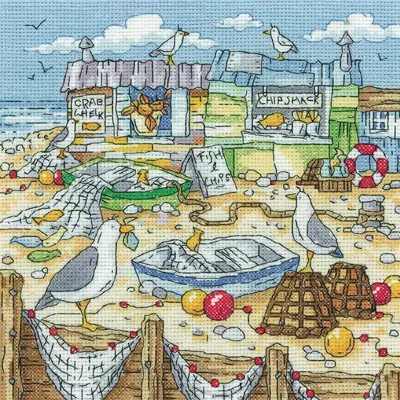 Produktbild von Heritage Kreuzstich Set Aida "Chiphütte", Zählmuster, BSCH1594-A, 20,5x20,5cm