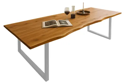 Produktbild von SAM® Esstisch Baumkante massiv Akazie natur 260 x 100 silber QUINN