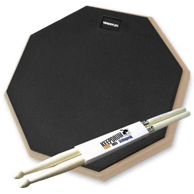 Image de keepdrum pad d'entraînement DP-BK12 noir 12 pouces avec baguettes de batterie 1 paire