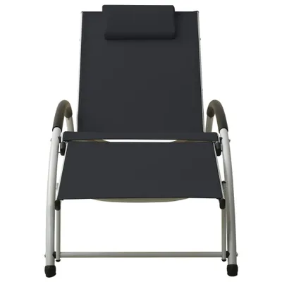 Image de vidaXL Chaise longue avec coussin Textilène noir