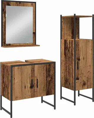 Imagen del producto de Juego de muebles de baño 3 uds. Marrón 33 x 33 x 102,5 cm