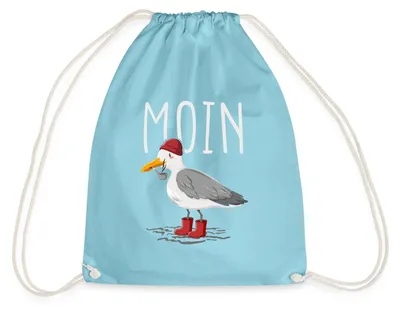 Produktbild von Spreadshirt Moin Möwe Seemann Seemöwe Urlaub Geschenk Turnbeutel, One size, Aqua