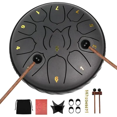 Produktbild von Tongue Drum Zungentrommel Groß Stahlzungentrommel 6 Zoll 11 Tone C-Key-Hand-Pan mit Drumsticks & Tragetasche, für Meditation Yoga Klangheilung