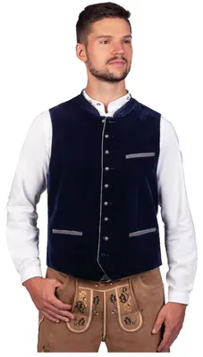 Produktbild von Edelnice Trachtenmode edle Trachten Weste Ludwig Samt Blau 56