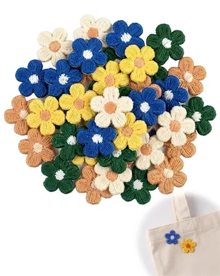 50 Aufbügel-Patches, Blumen, 5 Farben, nahtlos & waschbar
