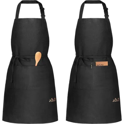 Productafbeelding van Schorten, set van 2, katoen, zwart, verstelbaar, met zakken, 80x76 cm