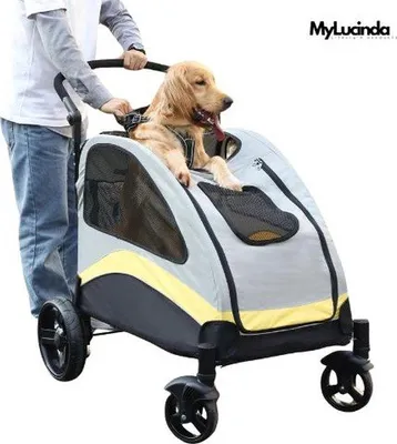 Immagine prodotto di Famanu, passeggino per cani di grossa taglia – Carrello per cani pieghevole – 4 ruote – Capacità di carico fino a 55 kg – Dimensioni 75x105x115 cm