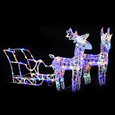 Obrázok produktu pre The Living Store Vianočná dekorácia sob a sane 160 LED 130 cm akryl
