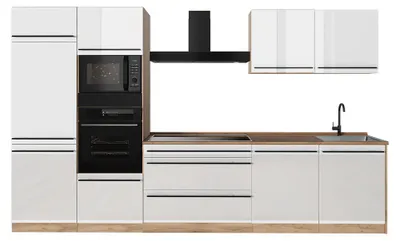 Imagen del producto de Mueble de cocina Vicco R-Line Blanco alto brillo/Roble dorado 340 cm sin encimera, Model 66584