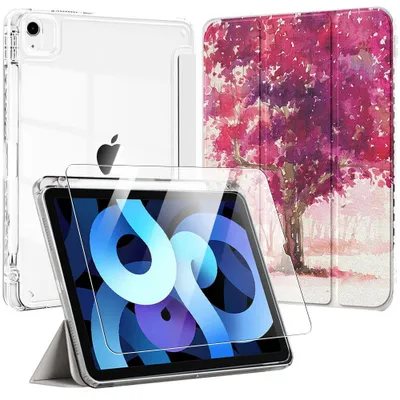 Image de Coque + Verre Trempé pour iPad Air 4/5 10,9 Pouces, Protection Antichoc avec Porte-Stylet - Motif Arbre